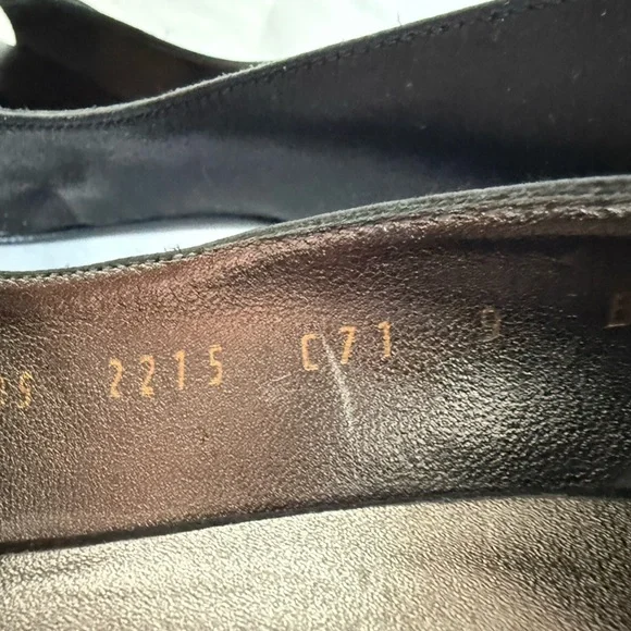 Salvatore Ferragamo Black Satin Pleated Peep-Toe Heels • 9 • NEW - Picture 10 of 11